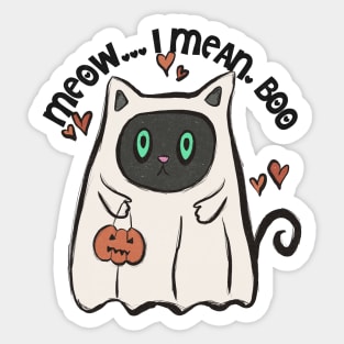 Meow I Mean Boo Cat Halloween Costume Sticker